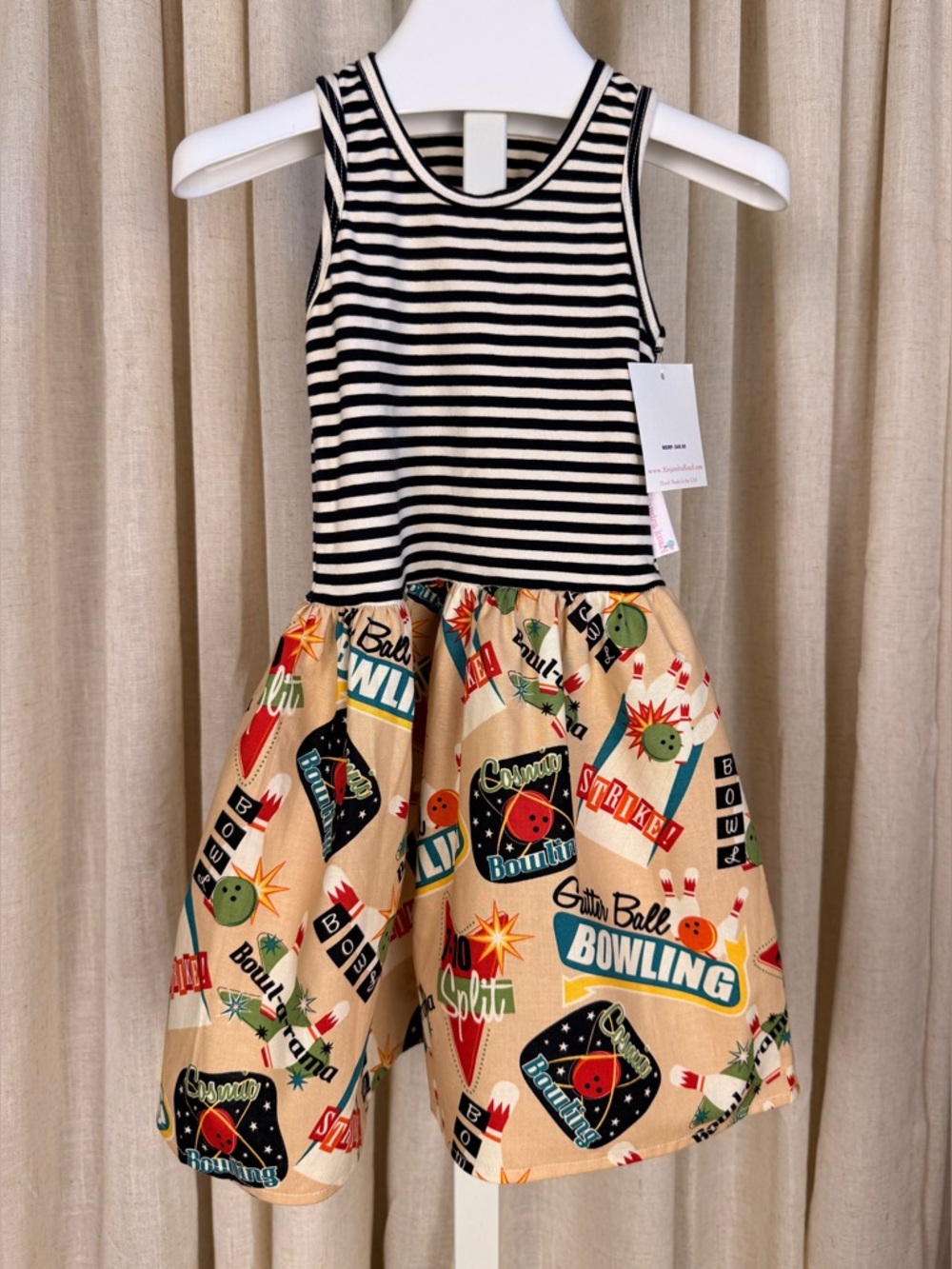 Alejandra Kearl Black & White Striped *Bowl-a-Rama* Print Tank Dress NWT 2T